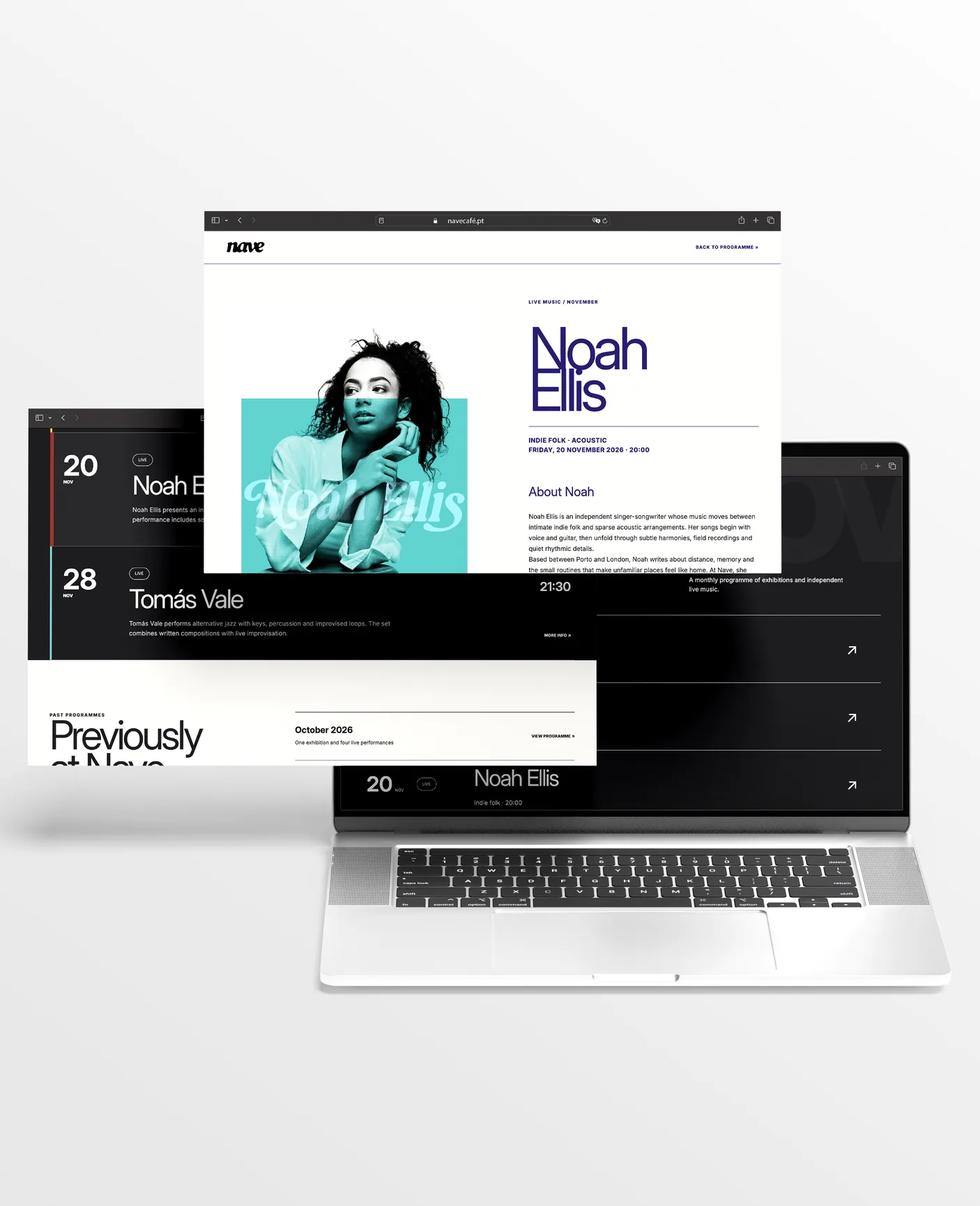 Noah Ellis's page, open beside the month's programme
