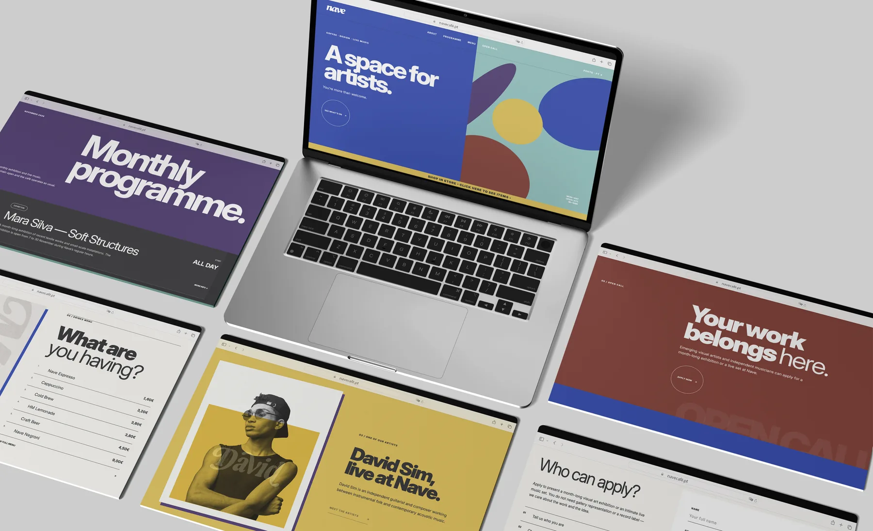 The programme, the menu and the open call laid out around a laptop