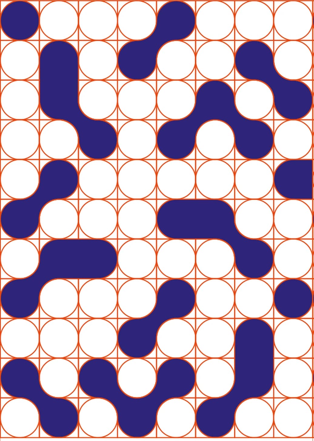 The dot grid the identity is built from, in indigo on white